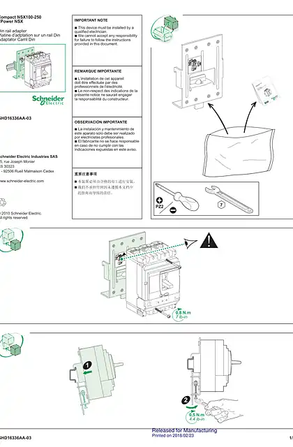 schneider施耐德ComPact NSX_ FPower NSX - Platine dadaptation sur rail Din - 说明页